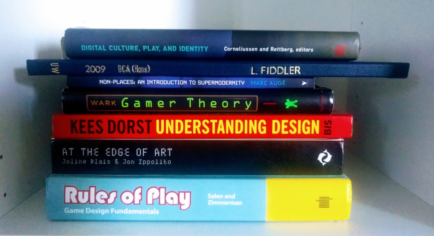 Liam's thesis on a bookshelf